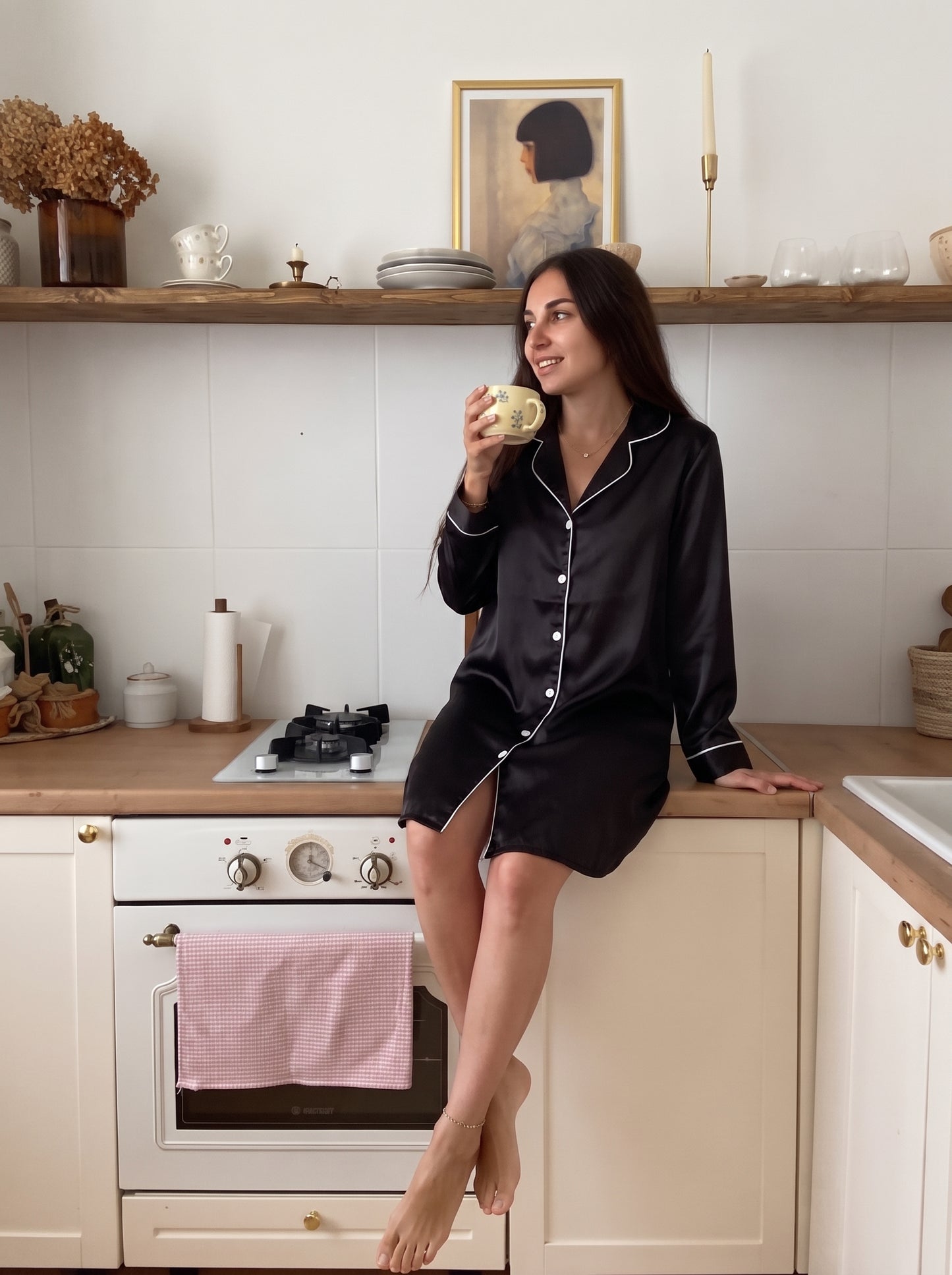 Black Satin Night Shirt