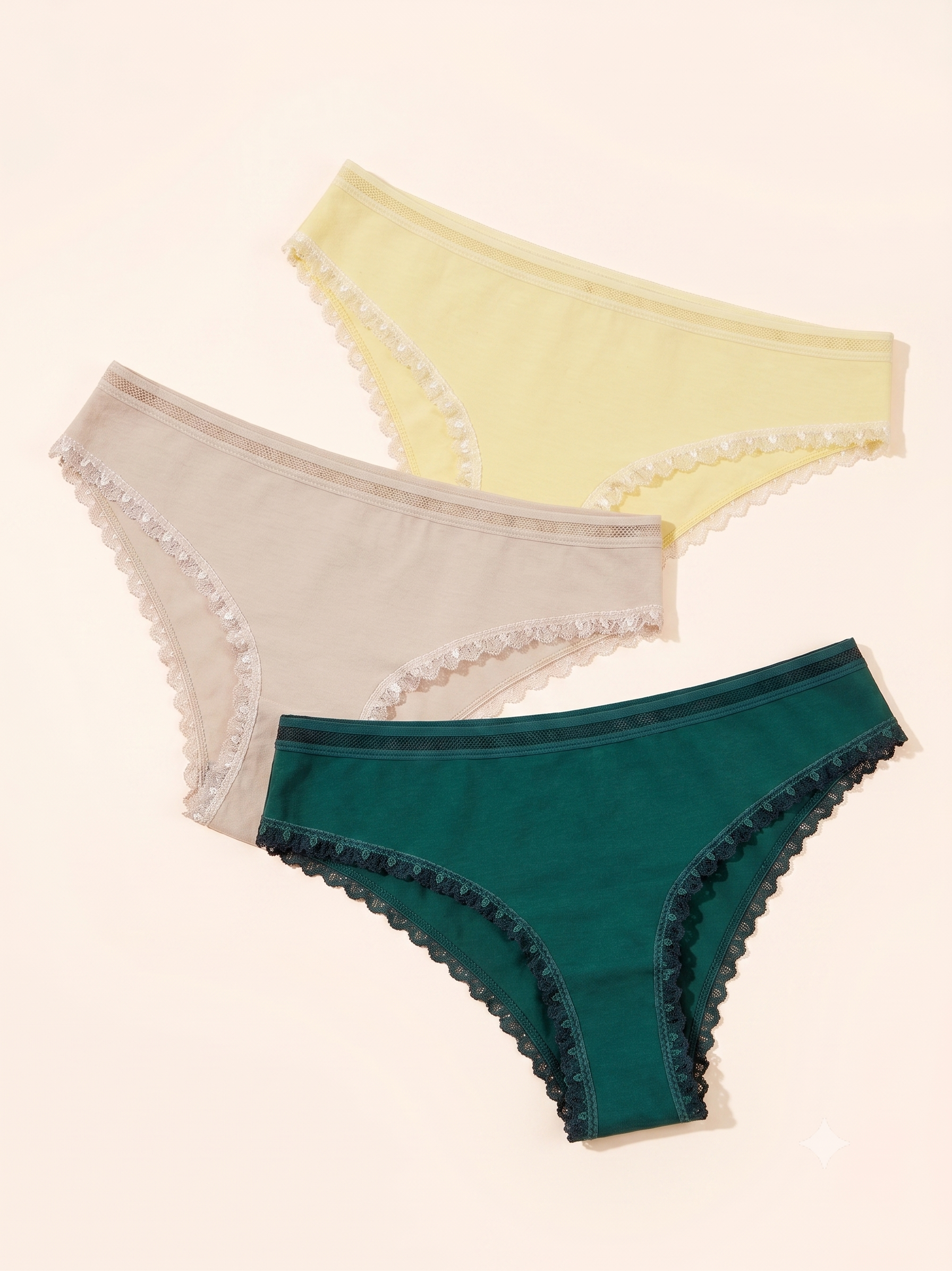 Cotton Lace-Trim Tanga Briefs - Pack of 3