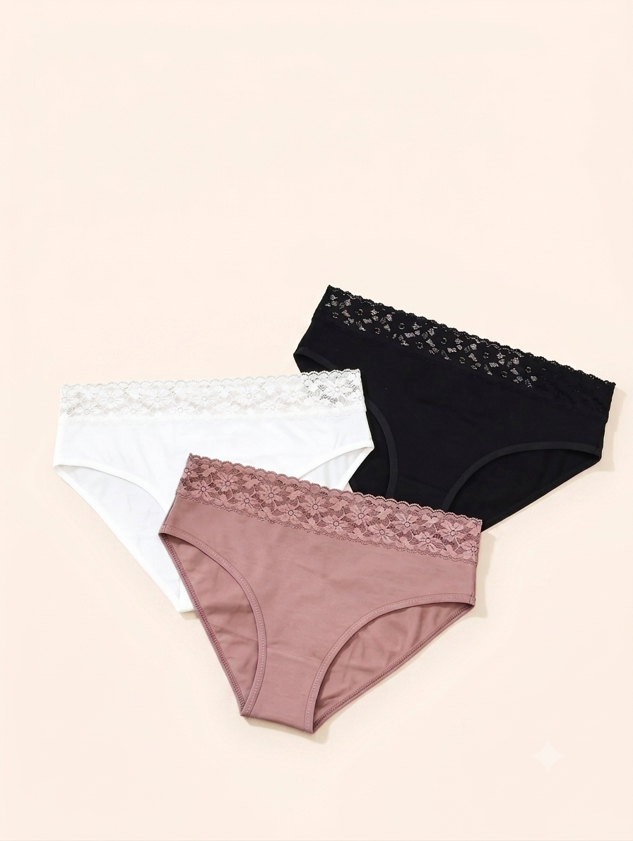 Signature Lace-Trim Cotton Briefs - Pack of 3