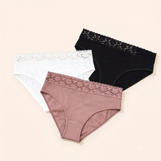 Signature Lace-Trim Cotton Briefs - Pack of 3