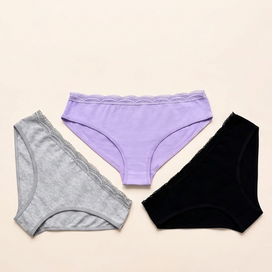 Signature Lace-Waist Cotton Bikinis - Pack of 3