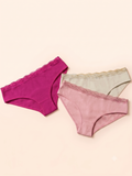 Signature Lace-Waist Cotton Bikinis - Pack of 3