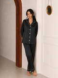 Classic Black Satin Pajama Set