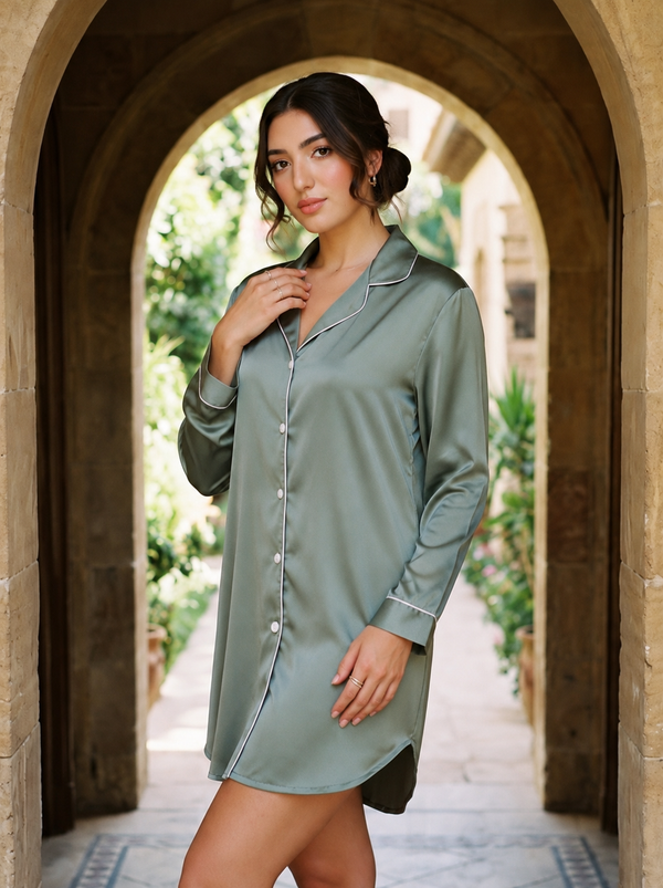 Sage Green Satin Night Shirt