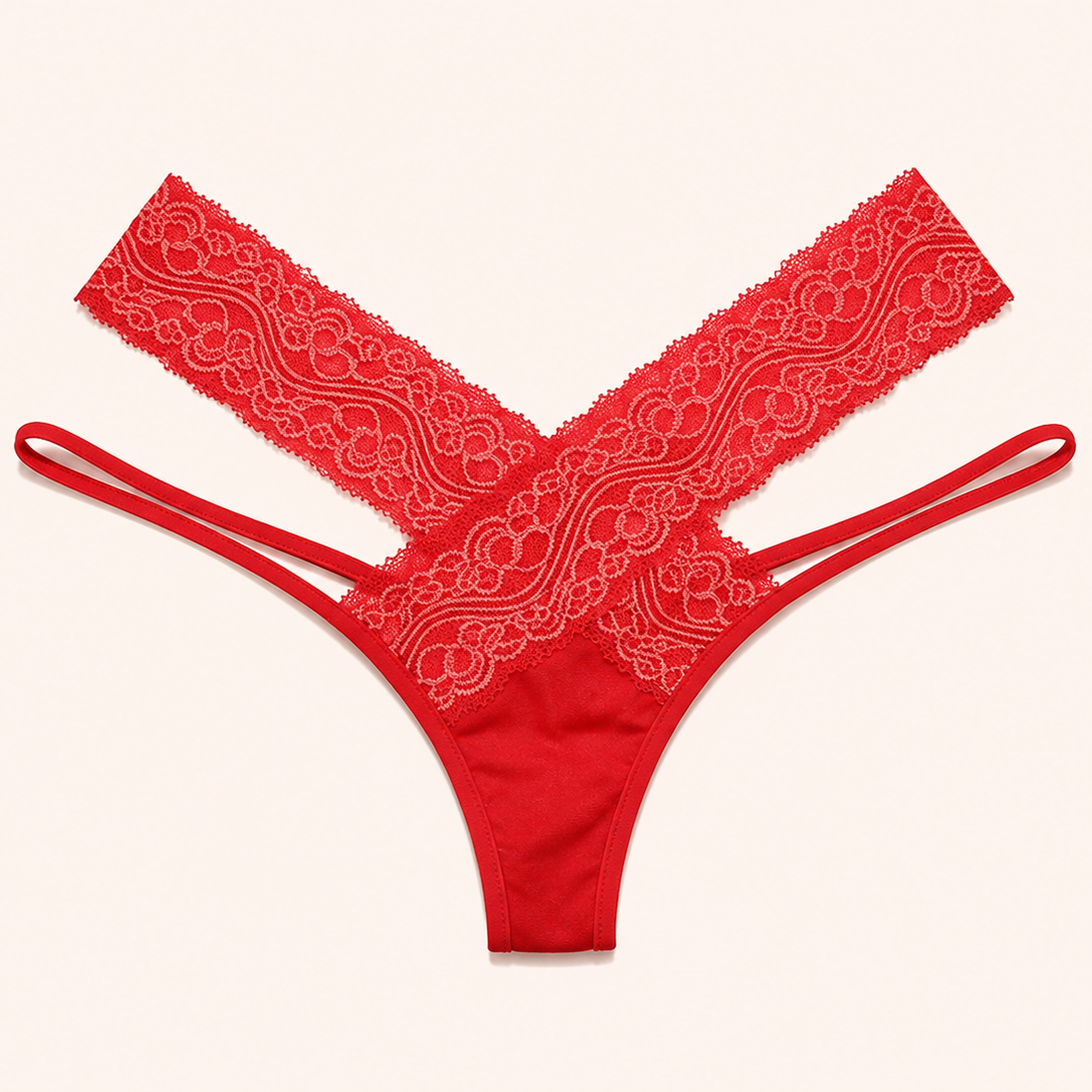 Signature Lace Cross-Detail Thong