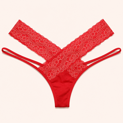 Signature Lace Cross-Detail Thong