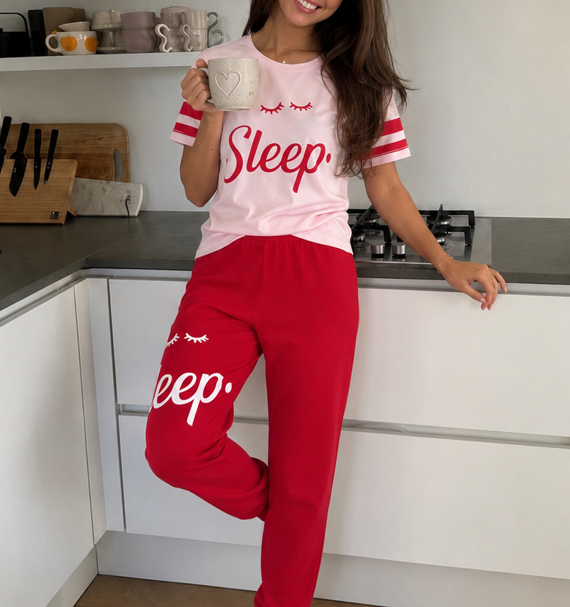 Sleep Graphic Cotton Pajama Set