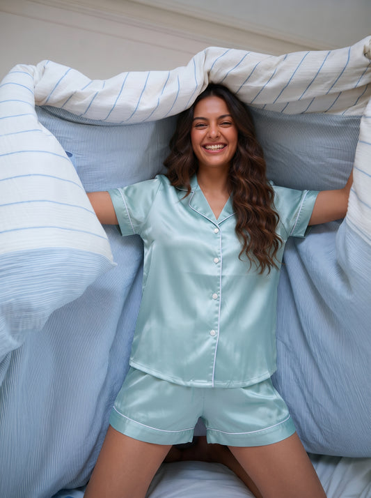 Mint Satin Pajama Set
