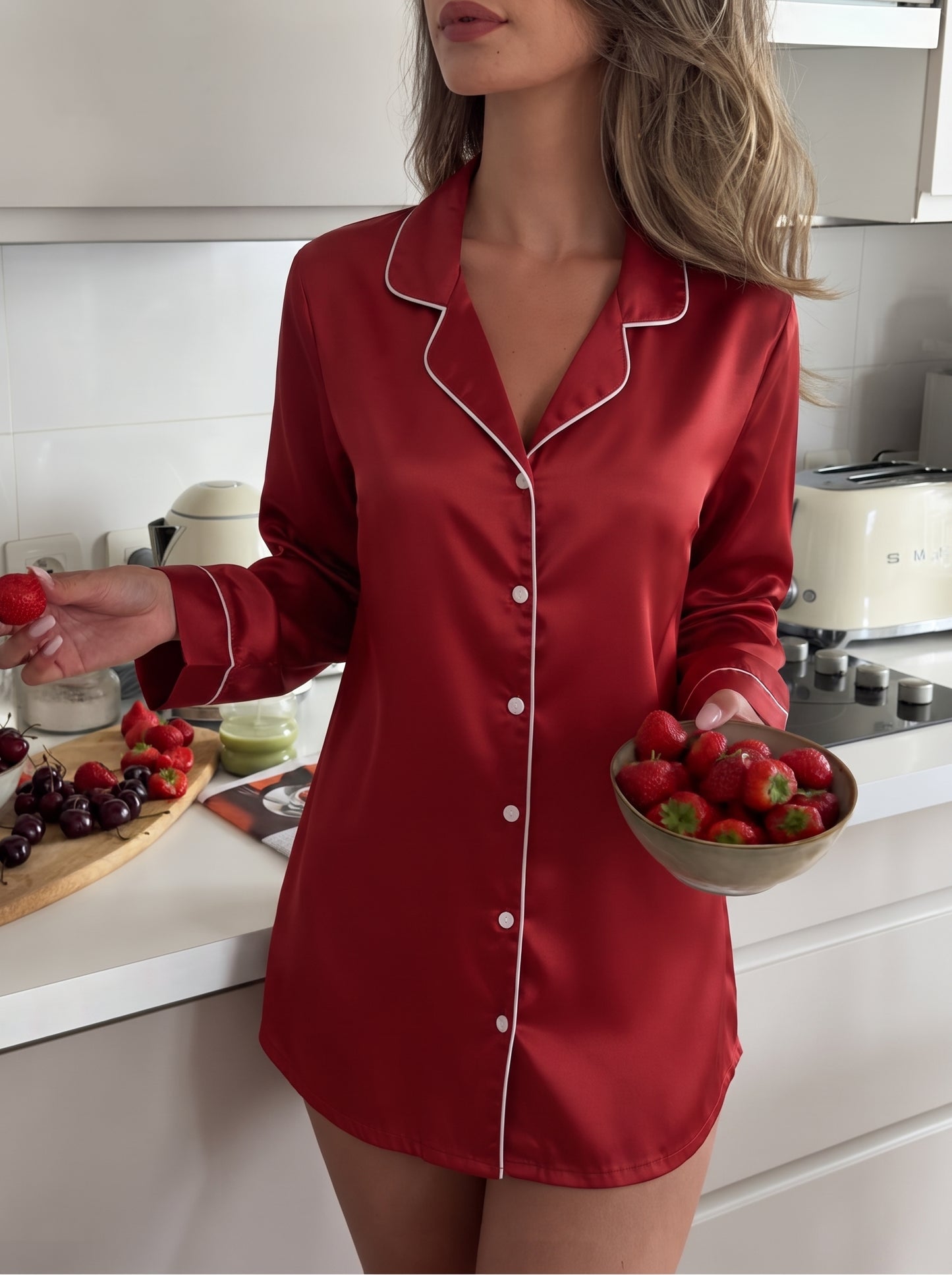 Red Satin Night Shirt