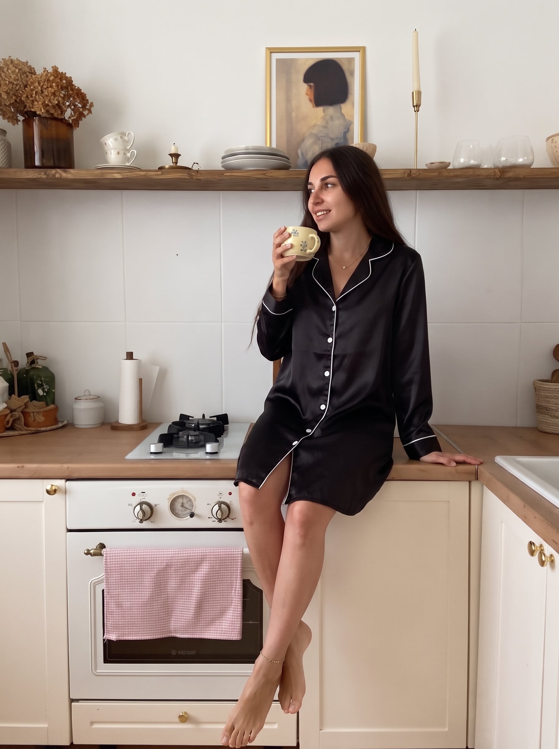 Black Satin Night Shirt
