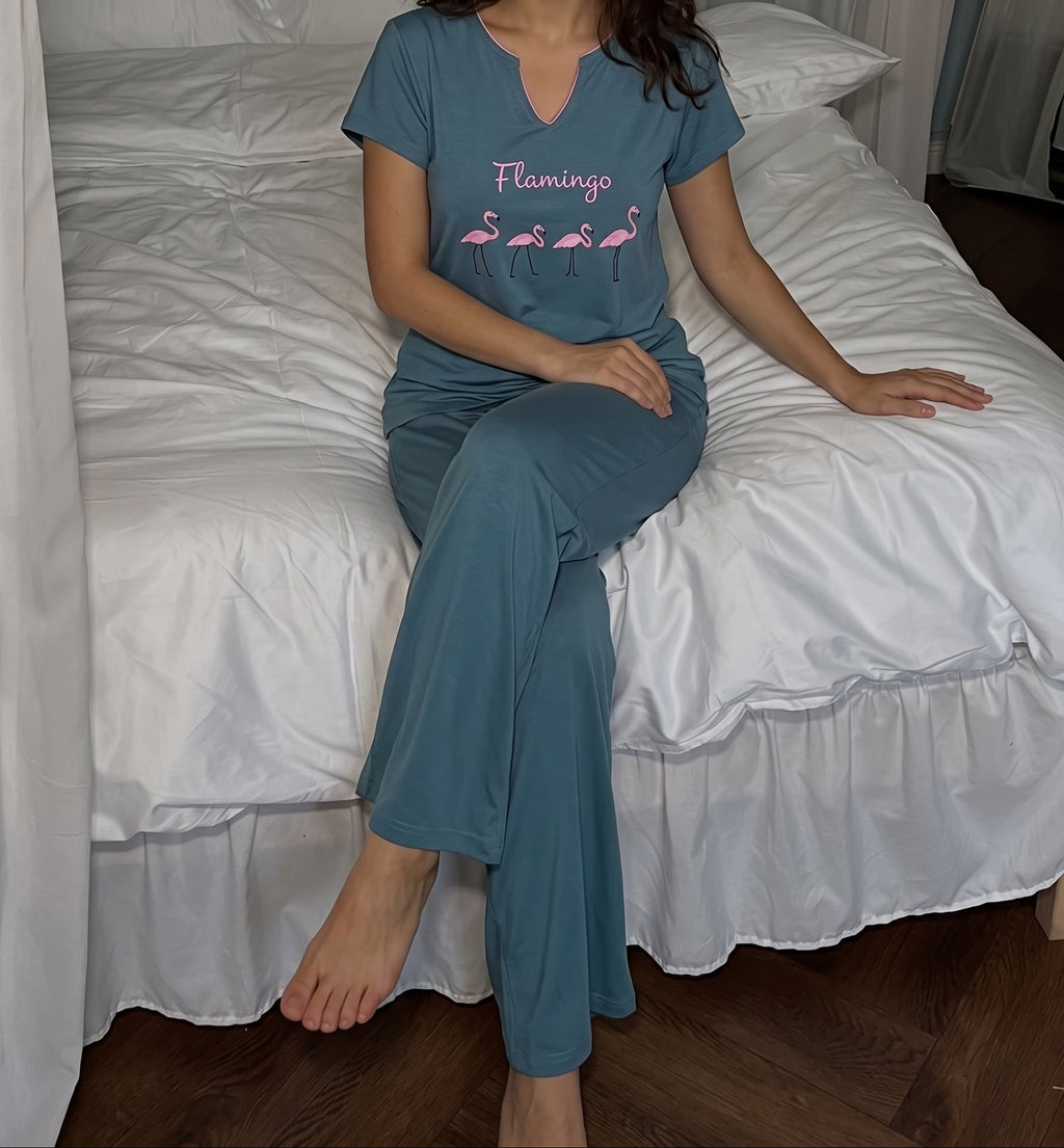 Flamingo Cotton Pajama Set