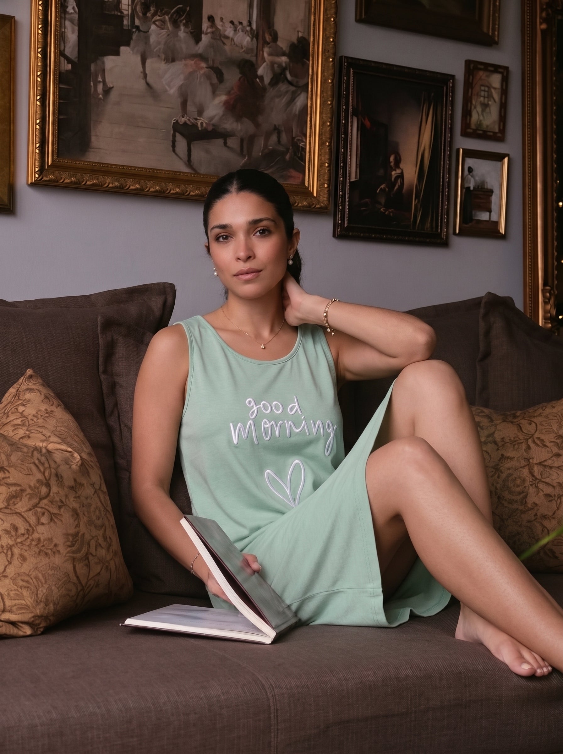 "Good Morning" Cotton Sleep Dress