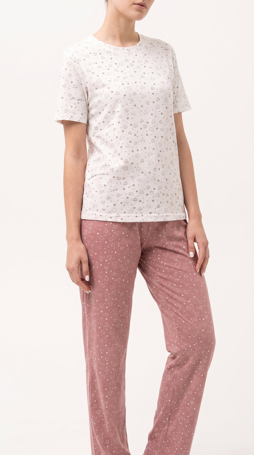 Heart Print Cotton Pajama Set
