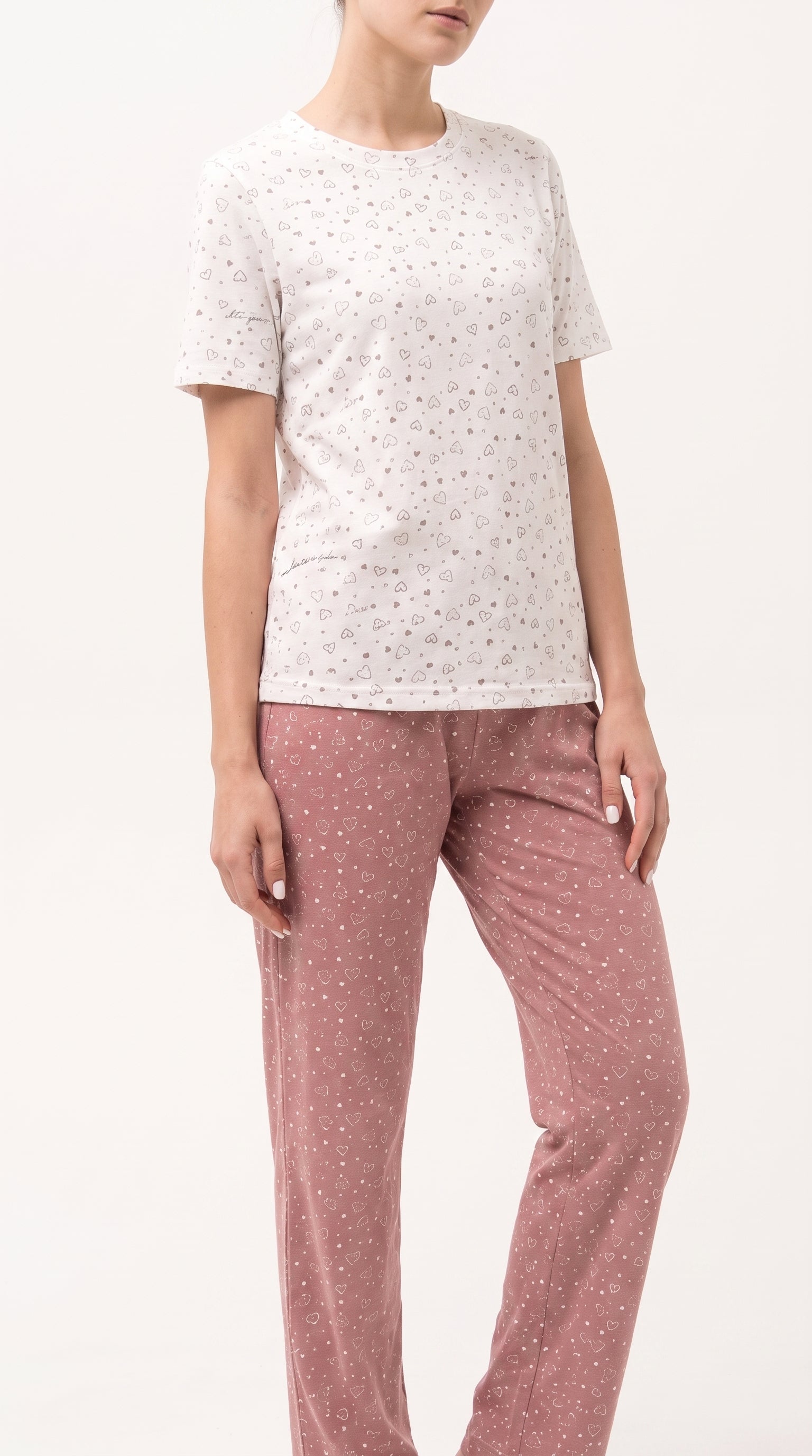 Heart Print Cotton Pajama Set