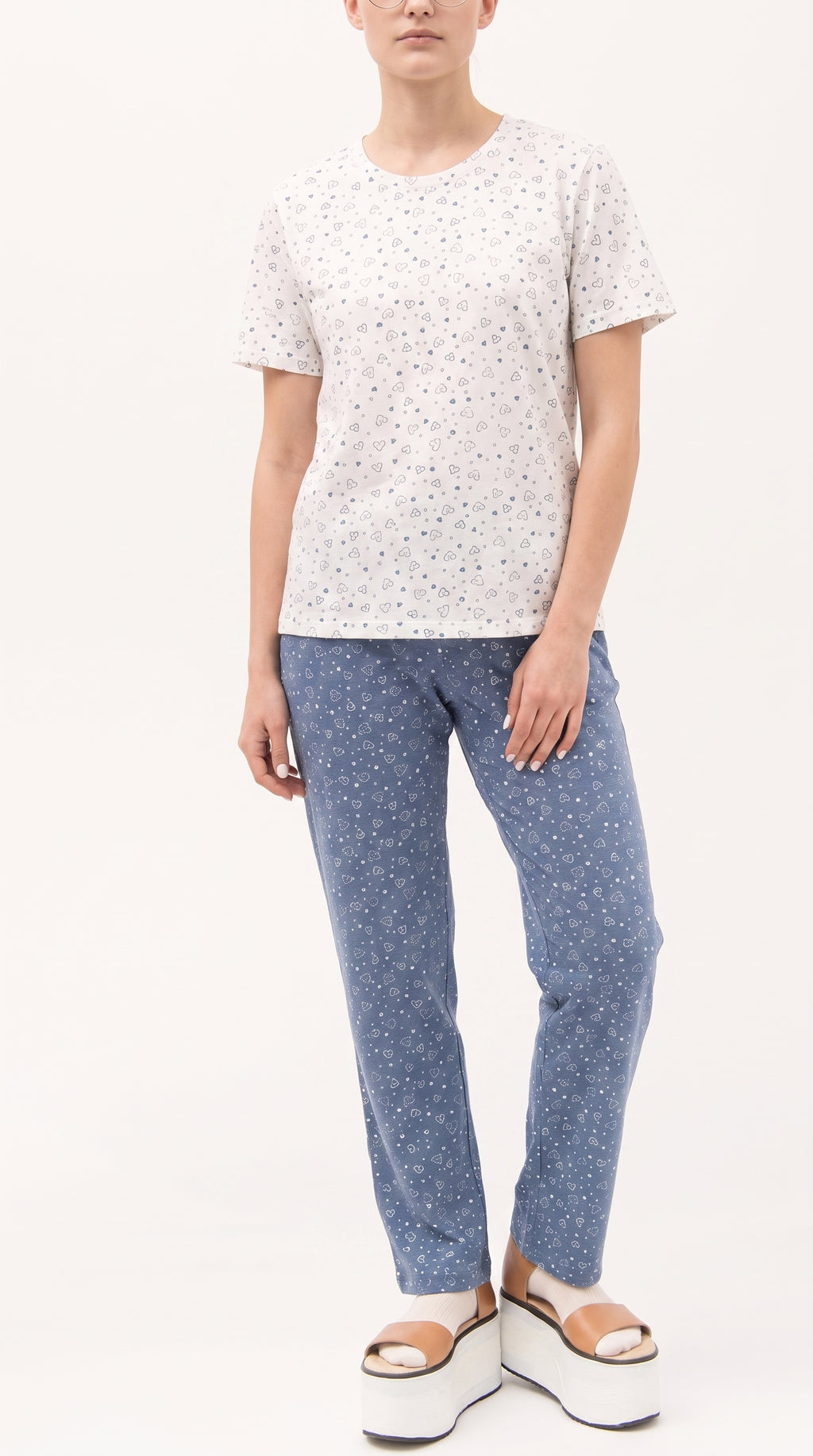 Heart Print Cotton Pajama Set