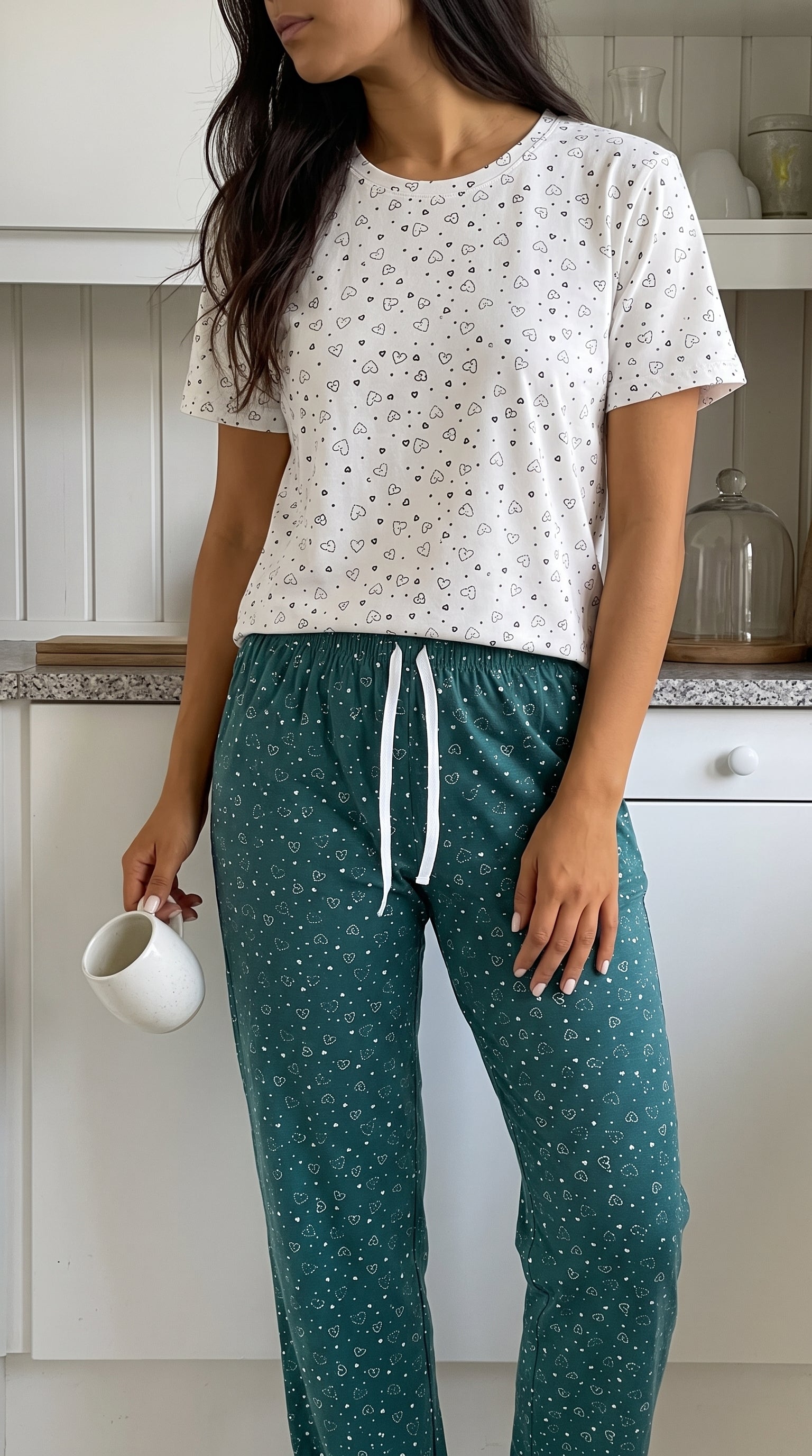 Heart Print Cotton Pajama Set