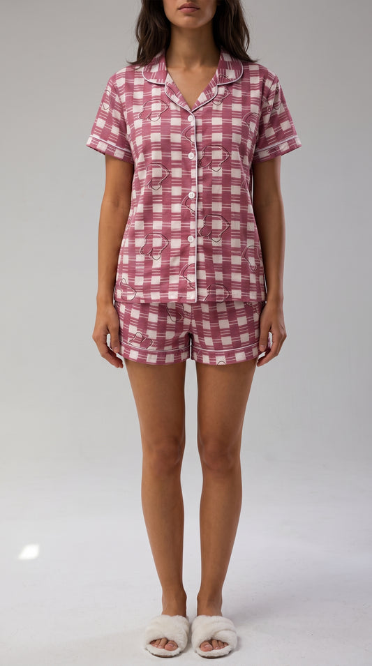 Cotton Button-UP Short Pajama Set