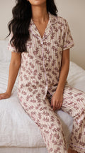 Leaf Print Cotton Pajama Set