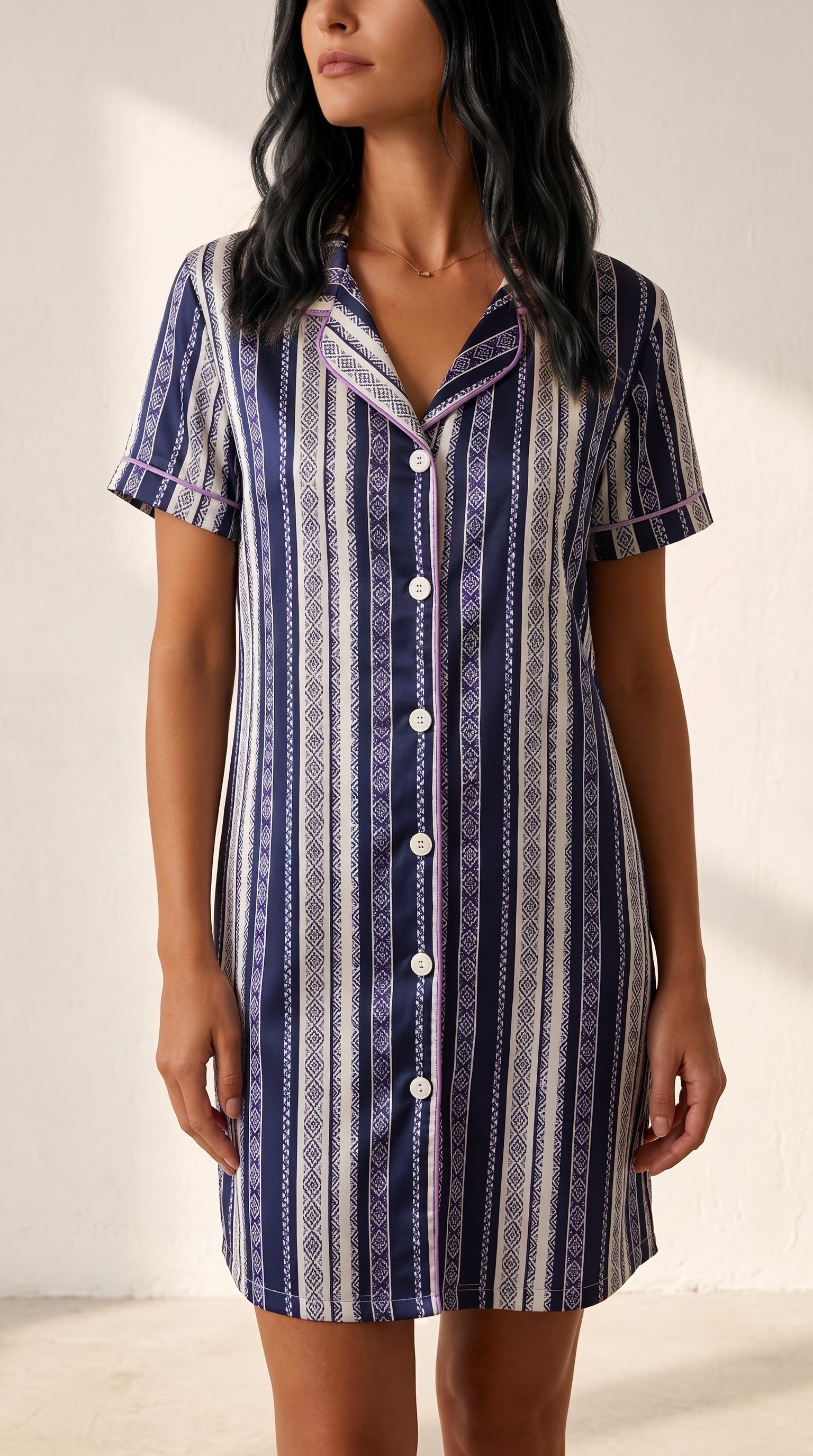 Striped Cotton Nightdress