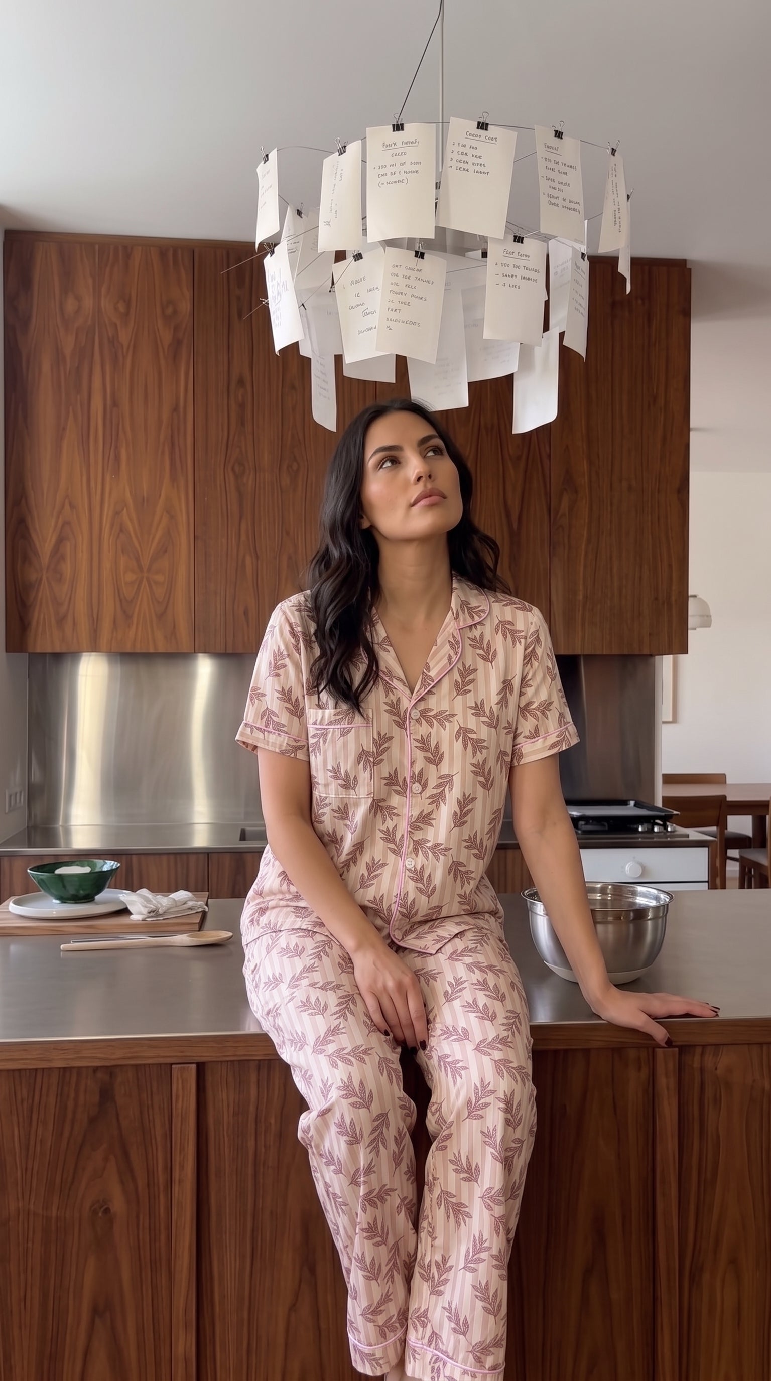 Leaf Print Cotton Pajama Set