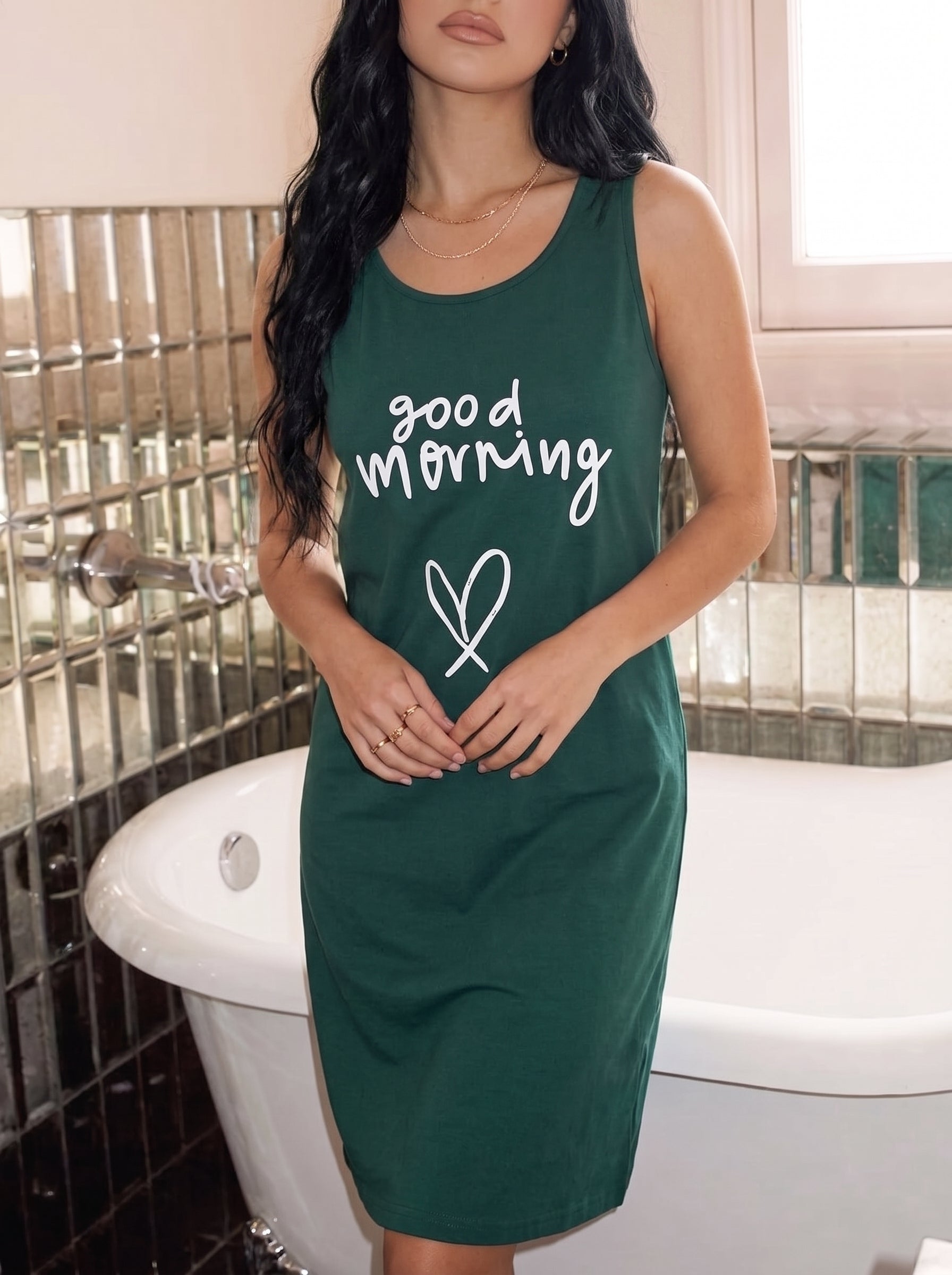 "Good Morning" Cotton Sleep Dress