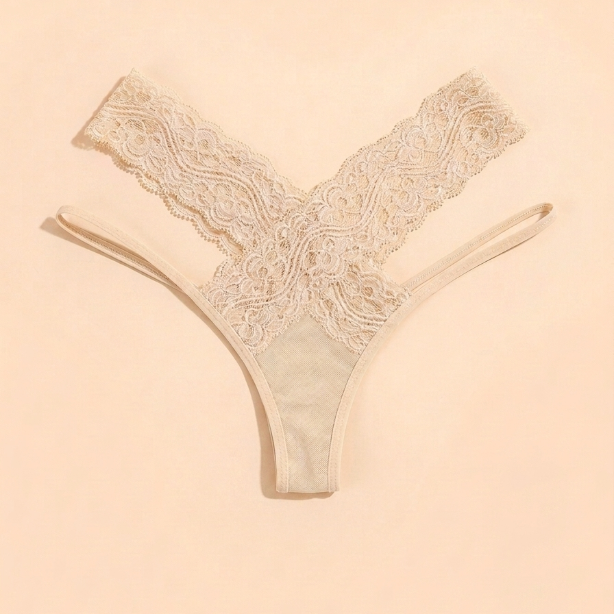 Signature Lace Cross-Detail Thong