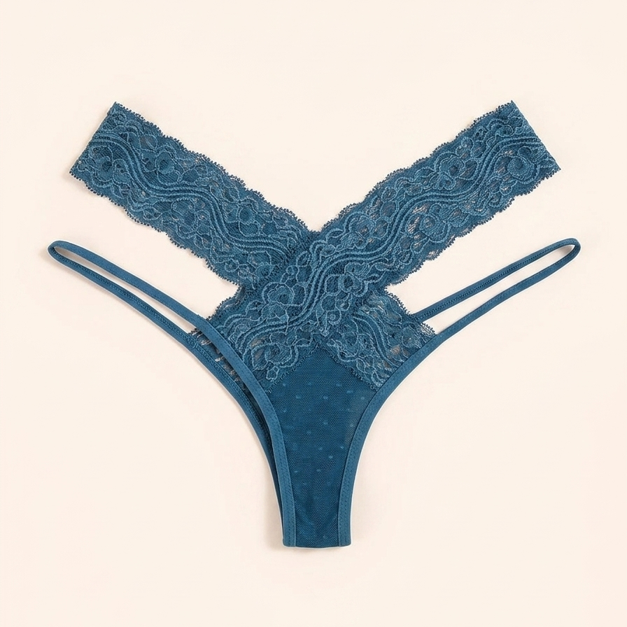 Signature Lace Cross-Detail Thong
