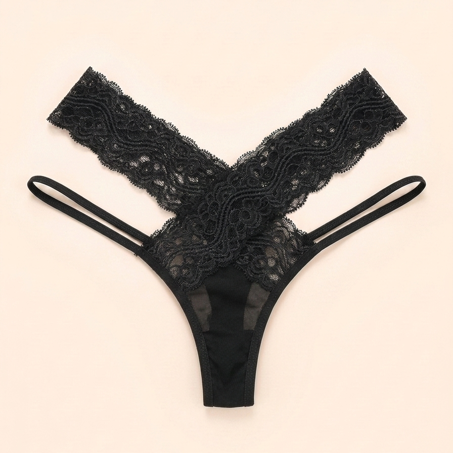 Signature Lace Cross-Detail Thong