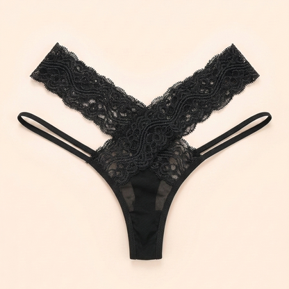 Signature Lace Cross-Detail Thong