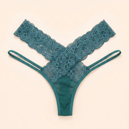 Signature Lace Cross-Detail Thong